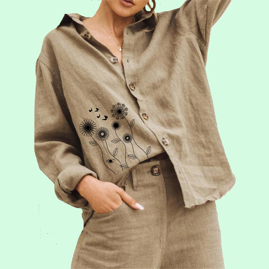 Женская модная льняная рубашка на пуговицах с цветочным принтом, повседневная женская блузка с длинным рукавом S хаки
Женская модная льняная рубашка на пуговицах с цветочным принтом, повседневная женская блузка с длинным рукавом S хаки