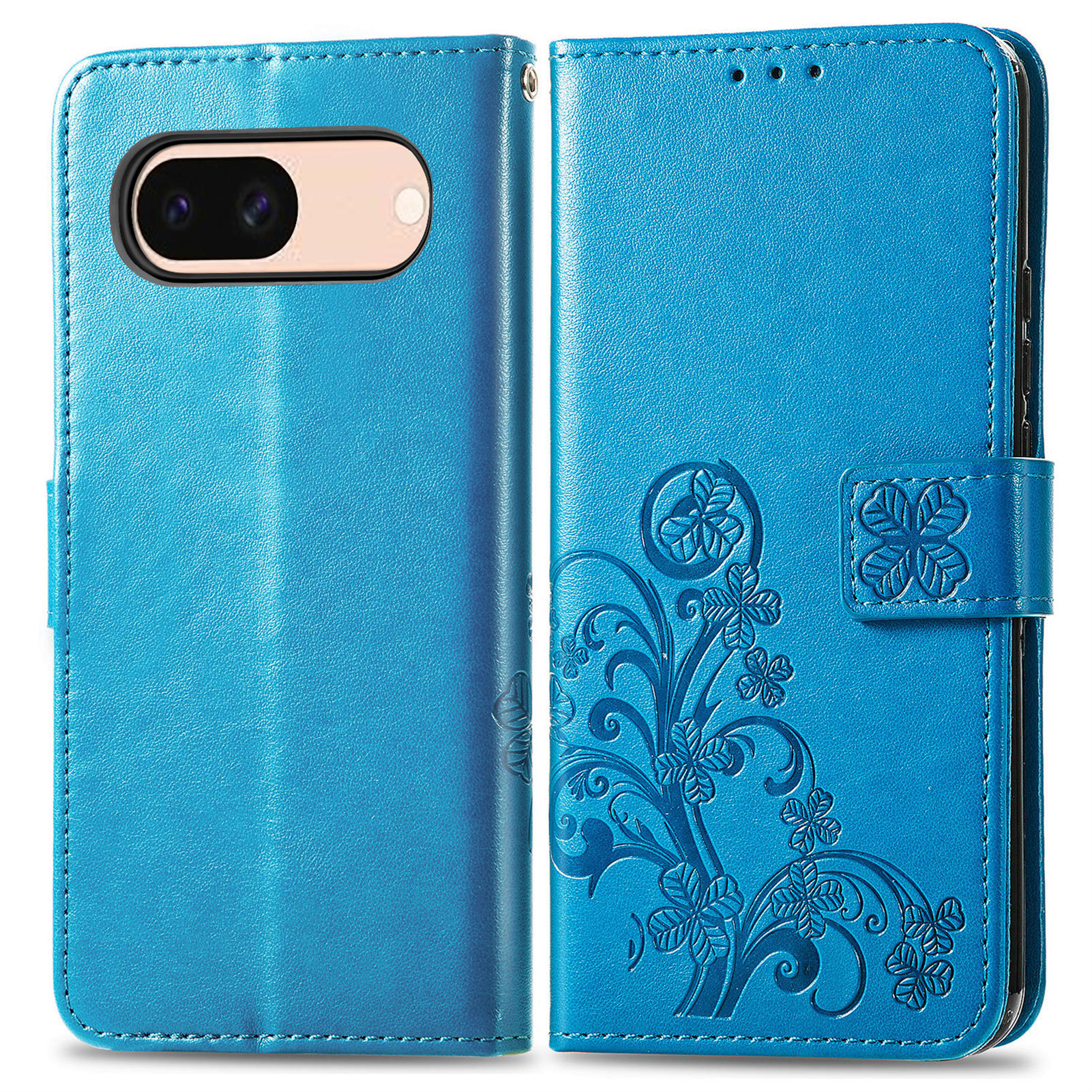 For Google Pixel 8a Leather Case Four-Leaf Clover Phone Wallet Cover Blue
For Google Pixel 8a Leather Case Four-Leaf Clover Phone Wallet Cover Blue