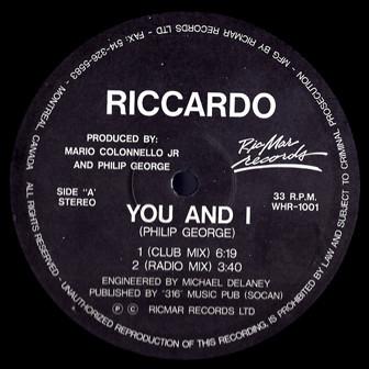 12inch Record RICCARDO 2 You And I WHR1001 Ricmar Records Canada Dance Electronica Used
12inch Record RICCARDO 2 You And I WHR1001 Ricmar Records Canada Dance Electronica Used