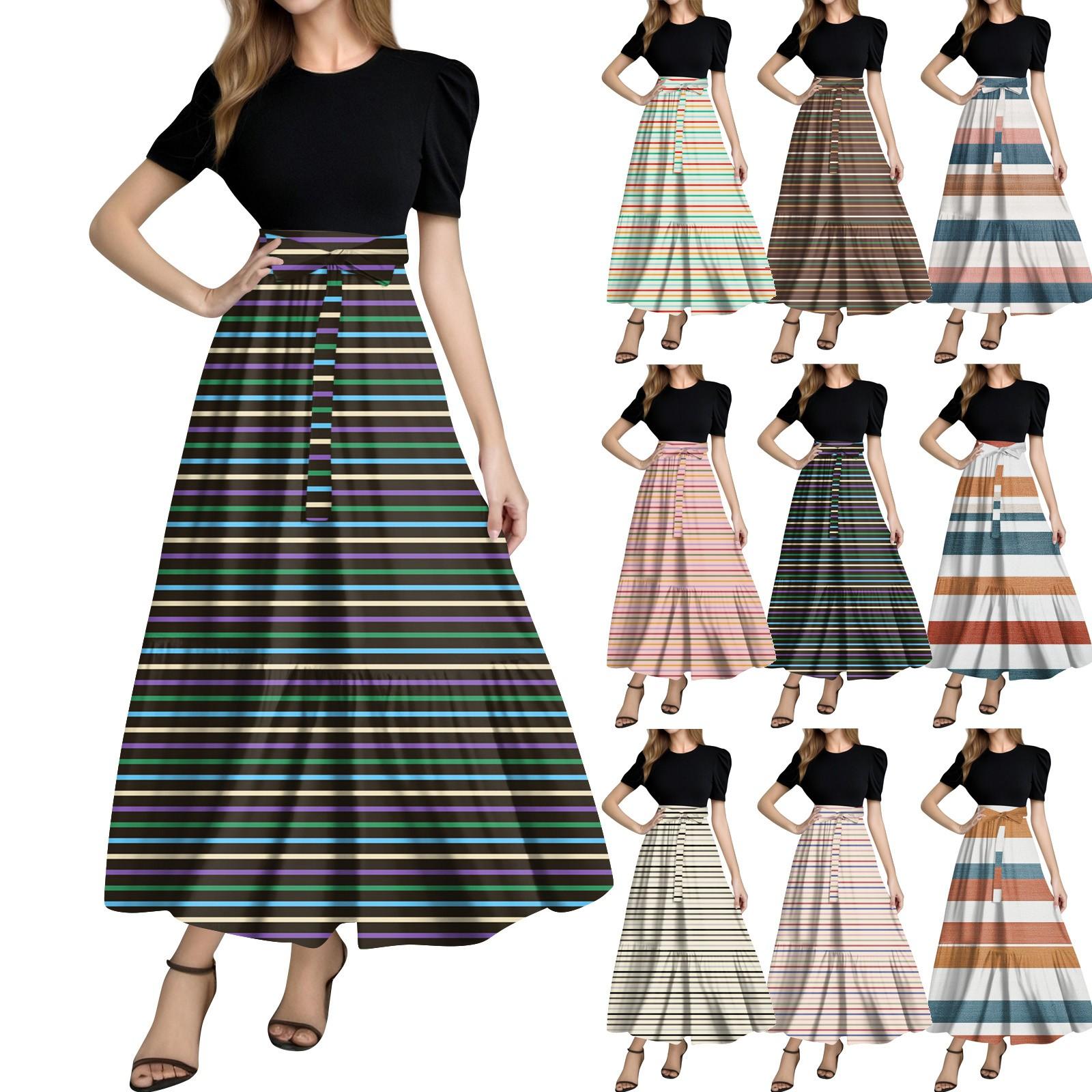Women s Fashion Casual Belt Short Sleeve Round Neck Print Stitching Elegant Temperament Dress L Темно-синій
Women s Fashion Casual Belt Short Sleeve Round Neck Print Stitching Elegant Temperament Dress L Темно-синій