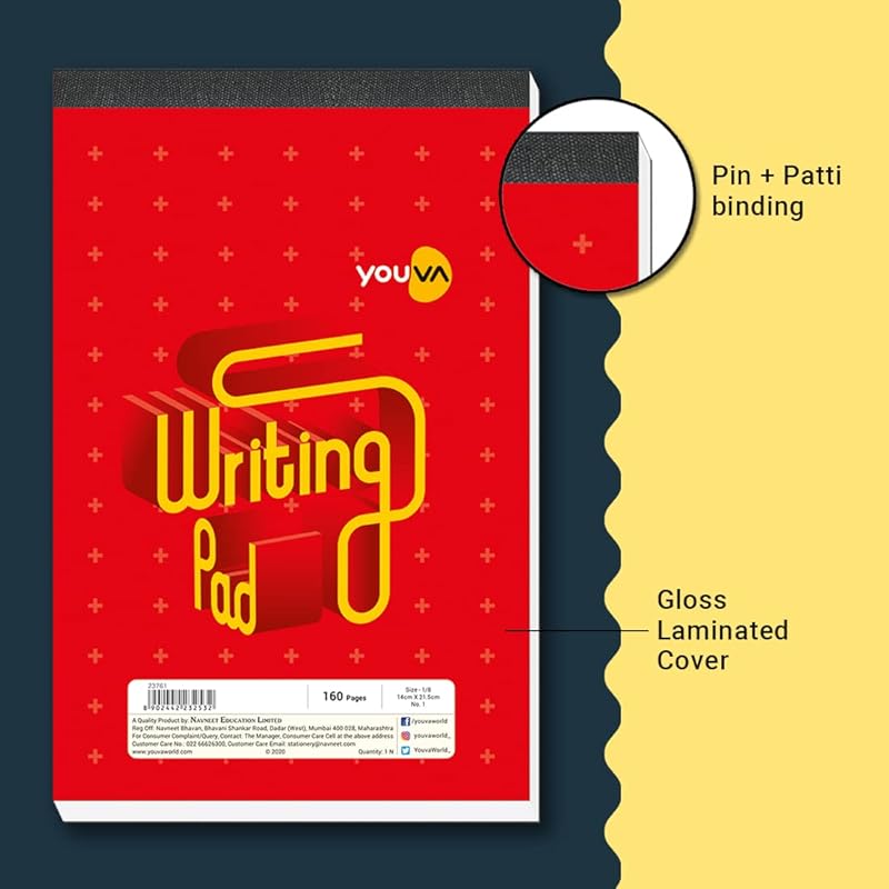 Youva Navneet Patti Bound Writing Pad | Compact Notebook | 18 X 21.5 Cm | Single Line | 160 Pages | Pack Of 6
Youva Navneet Patti Bound Writing Pad | Compact Notebook | 18 X 21.5 Cm | Single Line | 160 Pages | Pack Of 6