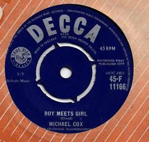 7-дюймовая пластинка MICHAEL COX - Boy Meets Girl 45F11166 Decca 1959 UK Rock б/у
7-дюймовая пластинка MICHAEL COX - Boy Meets Girl 45F11166 Decca 1959 UK Rock б/у