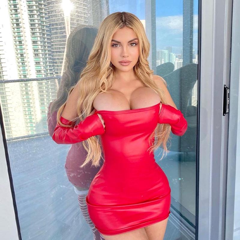 European & American Style Sexy Strapless PU Bodycon Dress with Sleevelets for Women Medium
European & American Style Sexy Strapless PU Bodycon Dress with Sleevelets for Women Medium