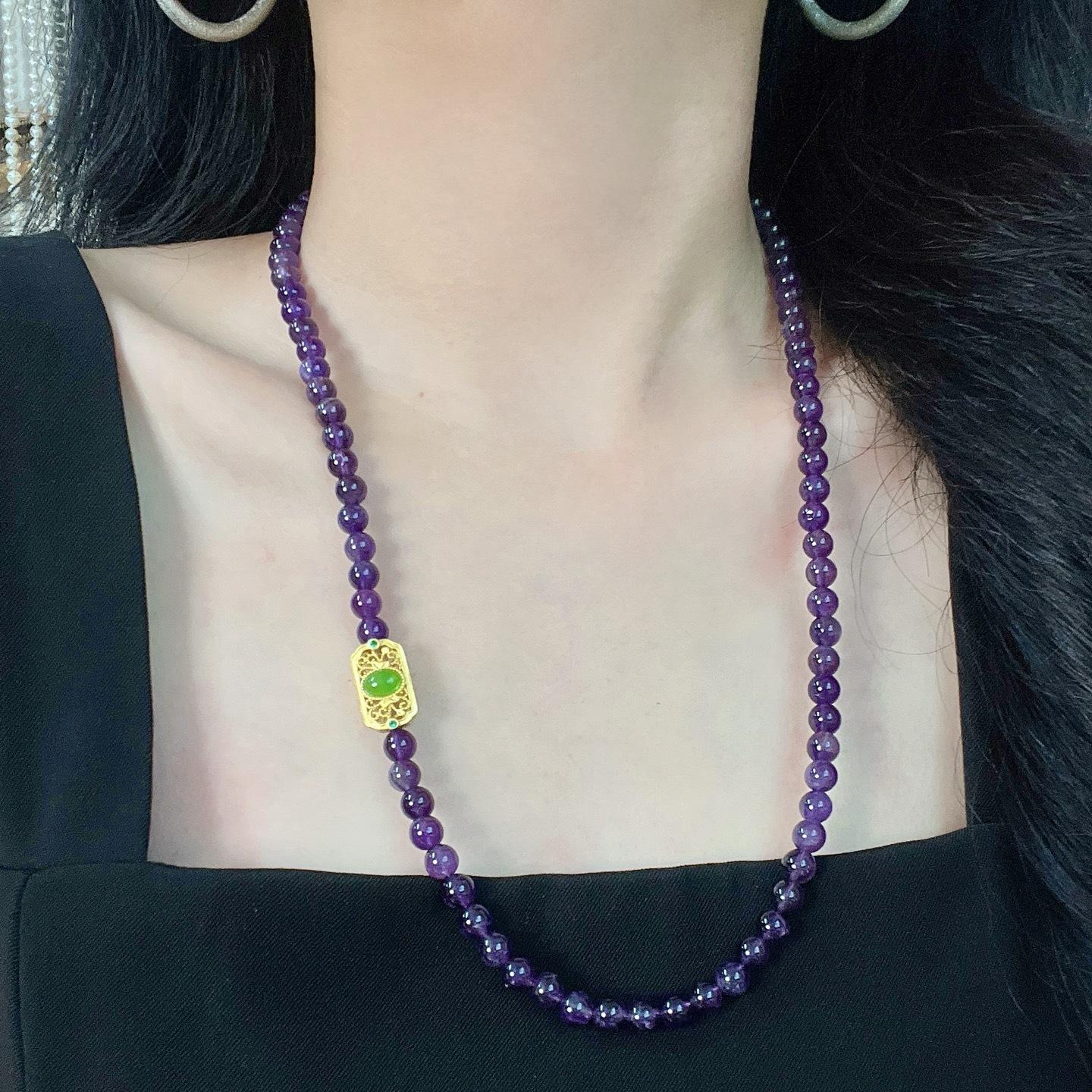 6Mm Vintage High Quality Natural Amethyst Design Necklace Clavicle Chain Sweater Chain
6Mm Vintage High Quality Natural Amethyst Design Necklace Clavicle Chain Sweater Chain
