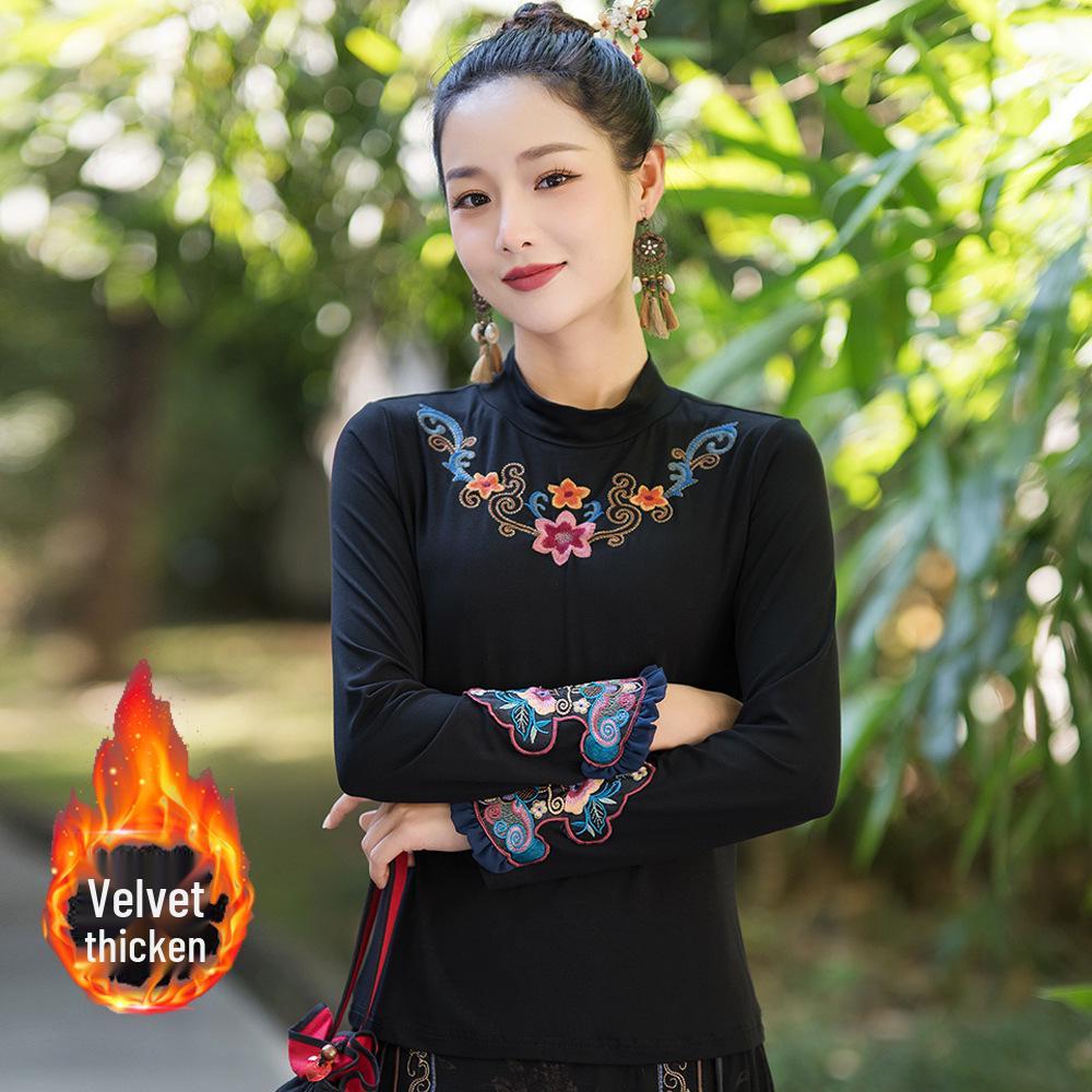 Ethnic Style Women s Modal Fleece Embroidered Semi-High Collar T-Shirt for Autumn & Winter XL чёрный
Ethnic Style Women s Modal Fleece Embroidered Semi-High Collar T-Shirt for Autumn & Winter XL чёрный