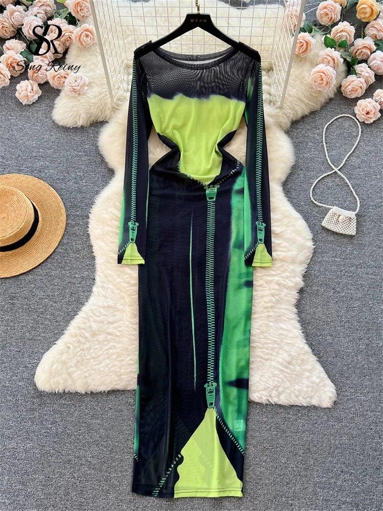 Модное сетчатое платье с принтом на молнии и круглым вырезом с длинными рукавами, женское уличное платье в американском стиле ретро, осеннее облегающее длинное платье L зелёный
Модное сетчатое платье с принтом на молнии и круглым вырезом с длинными рукавами, женское уличное платье в американском стиле ретро, осеннее облегающее длинное платье L зелёный