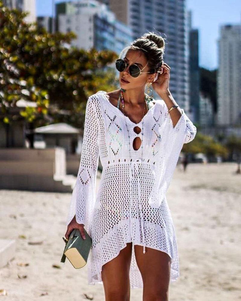 Hollow-Out Knit Flare Sleeve Beach Cover-Up (10 Colors) One Size білий
Hollow-Out Knit Flare Sleeve Beach Cover-Up (10 Colors) One Size білий