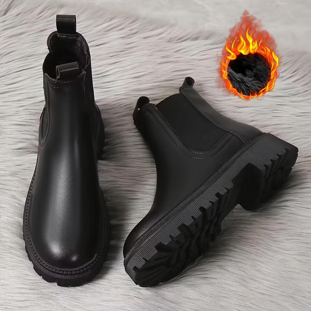 Осенне-зимние ботинки «Челси», женские туфли на платформе, коричневые, черные, бежевые, белые, женские ботильоны на меху, короткие туфли на массивном каблуке в стиле панк, готическая обувь 39 чёрный