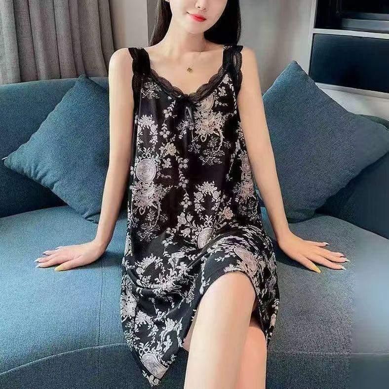 Женская летняя пижама-ночная рубашка без рукавов из ледяного шелка и сетки 4XL (recommended 160-180 jin)
Женская летняя пижама-ночная рубашка без рукавов из ледяного шелка и сетки 4XL (recommended 160-180 jin)