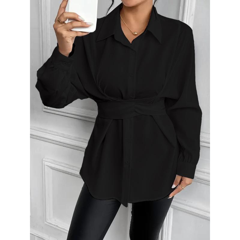Autumn Turn-down Collar Tie Bow Waist Slimming Shirt Women s Fashion XXL чорний
Autumn Turn-down Collar Tie Bow Waist Slimming Shirt Women s Fashion XXL чорний