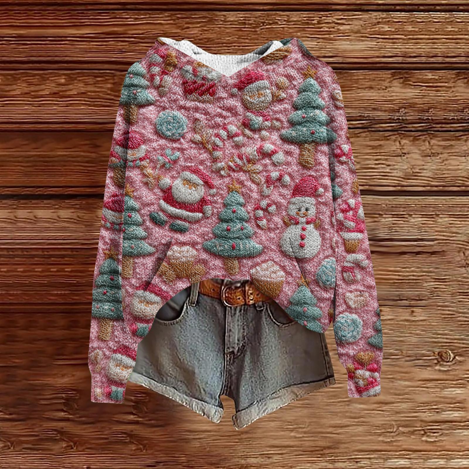 Женский модный повседневный трикотажный худи с длинным рукавом и рождественским принтом L
Женский модный повседневный трикотажный худи с длинным рукавом и рождественским принтом L