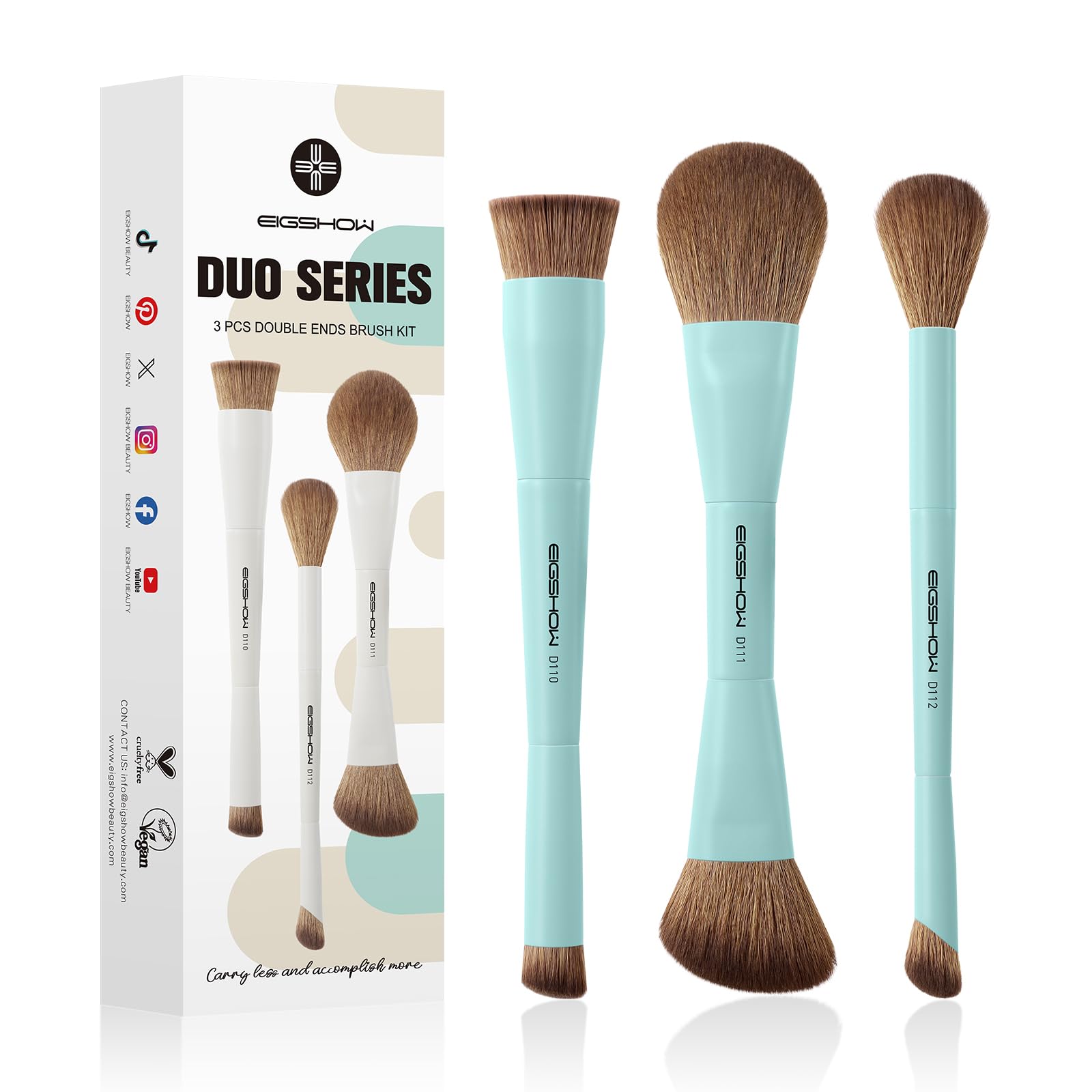 EIGSHOW makeup double head makeup brush set of daily set base concealer cheek brush brushes, 3, brush, brush, (cyan) чёрный
EIGSHOW makeup double head makeup brush set of daily set base concealer cheek brush brushes, 3, brush, brush, (cyan) чёрный