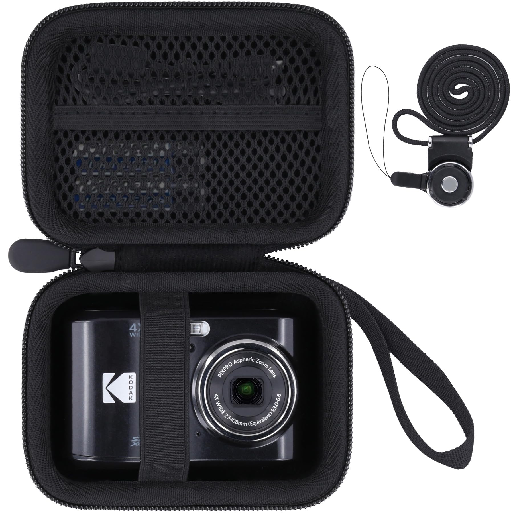 Kodak PIXPRO Zoom FriendlyZoom Digital Camera Storage Black Neck Khanka (Case only) FZ55/FZ45 Case, (Bonus Strap) - чорний
Kodak PIXPRO Zoom FriendlyZoom Digital Camera Storage Black Neck Khanka (Case only) FZ55/FZ45 Case, (Bonus Strap) - чорний