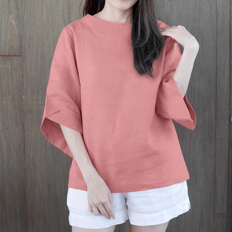 ZANZEA Женская повседневная однотонная блузка с круглым вырезом и рукавом 3/4 L
ZANZEA Женская повседневная однотонная блузка с круглым вырезом и рукавом 3/4 L