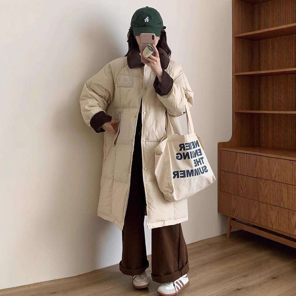 2024 winter new down jacket women s Korean version lapel warm over the knee thickened loose and thin white duck down jacket tide S
2024 winter new down jacket women s Korean version lapel warm over the knee thickened loose and thin white duck down jacket tide S