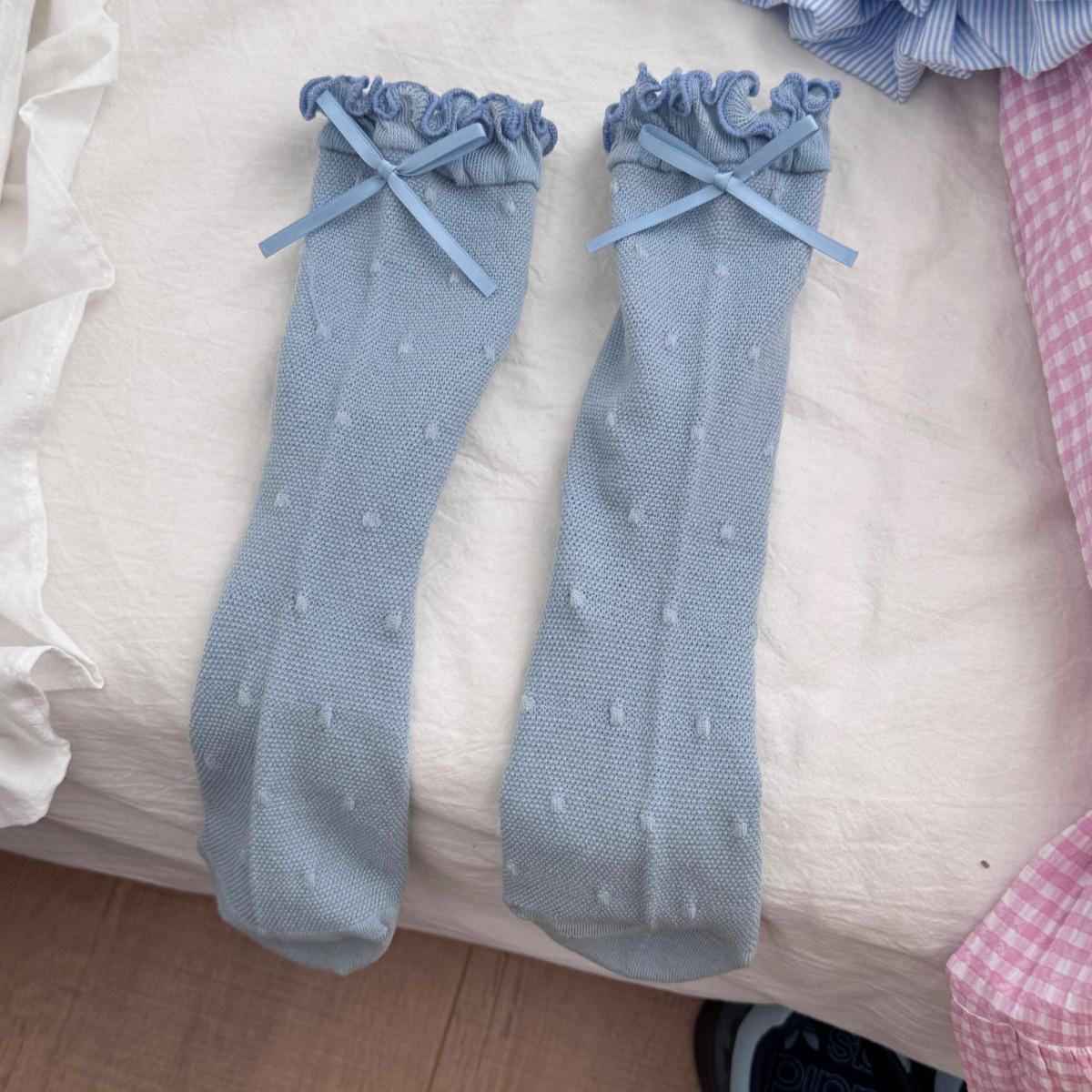 IOULOR Ruffle Edge Mid-Calf Bow Dot Cotton Socks - Breathable, Sweat-Absorbent, Seamless for Women (Spring/Summer) One Size
IOULOR Ruffle Edge Mid-Calf Bow Dot Cotton Socks - Breathable, Sweat-Absorbent, Seamless for Women (Spring/Summer) One Size