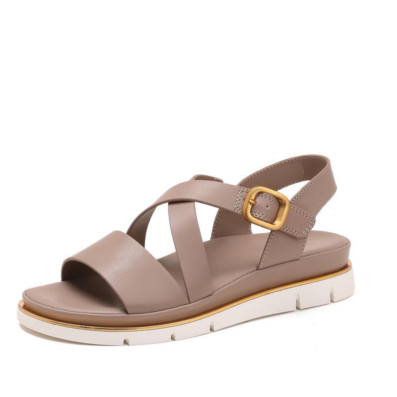 Slope heel Roman sandals summer new soft sole one-word buckle stepping on shit feeling casual fashion seaside vacation non-slip beach 36
Slope heel Roman sandals summer new soft sole one-word buckle stepping on shit feeling casual fashion seaside vacation non-slip beach 36