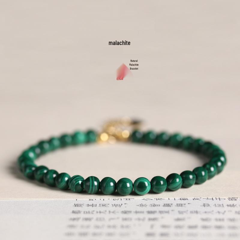 Natural 4mm Malachite Bracelet for Women - Green Round Beads with 14k Tail Clasp for Good Luck and Retro Charm
Natural 4mm Malachite Bracelet for Women - Green Round Beads with 14k Tail Clasp for Good Luck and Retro Charm