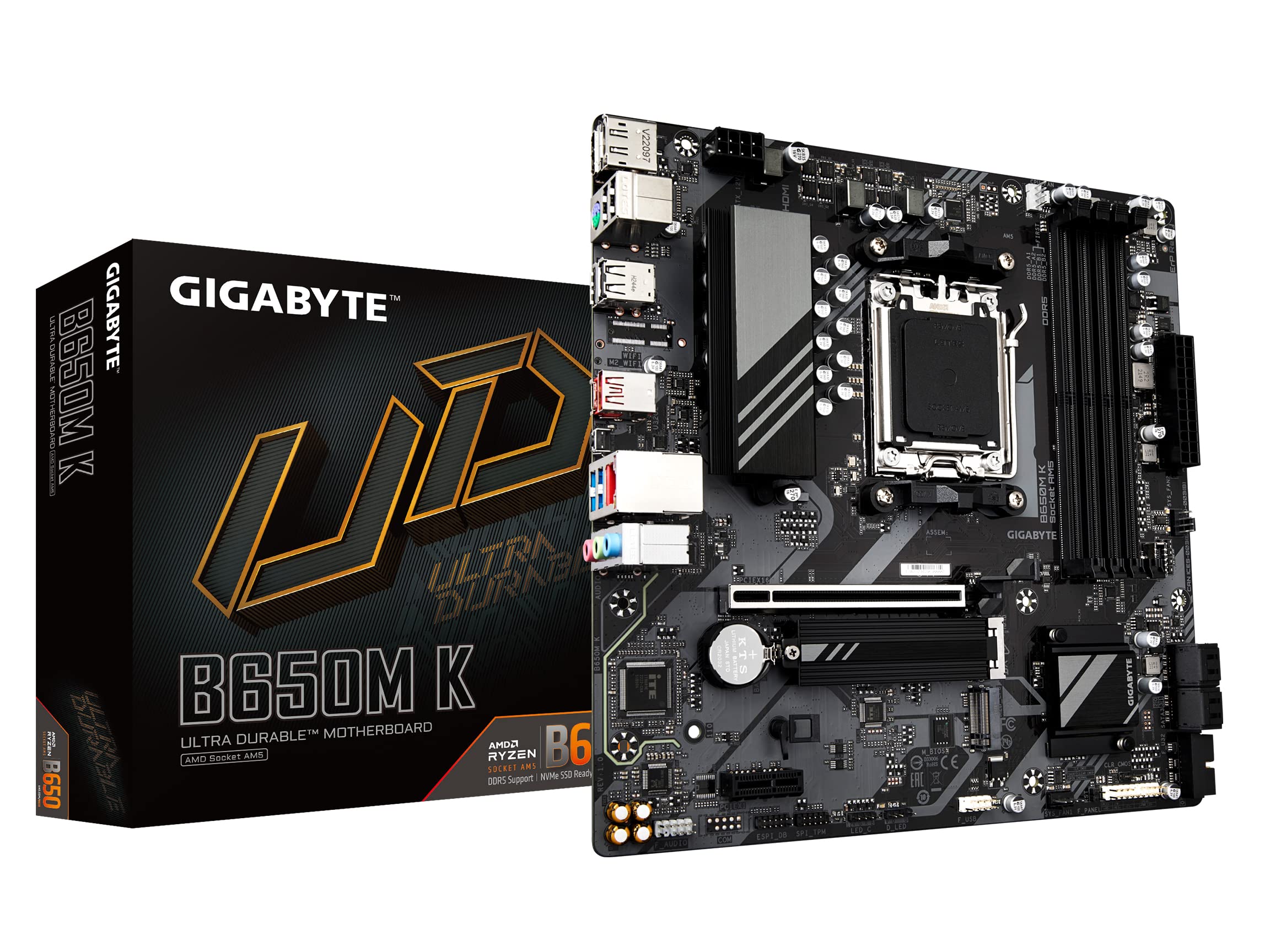 GIGABYTE B650M K AMD AM5 socket compatible motherboard MB6240 Micro-ATX
GIGABYTE B650M K AMD AM5 socket compatible motherboard MB6240 Micro-ATX