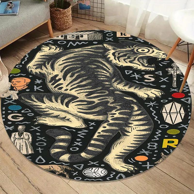 Tiger Print Round Carpet Retro Alphabet Pattern Rug for Living Room Bedroom Soft Floor Mat Bold Art Home Decoration 80cm x 80cm
Tiger Print Round Carpet Retro Alphabet Pattern Rug for Living Room Bedroom Soft Floor Mat Bold Art Home Decoration 80cm x 80cm