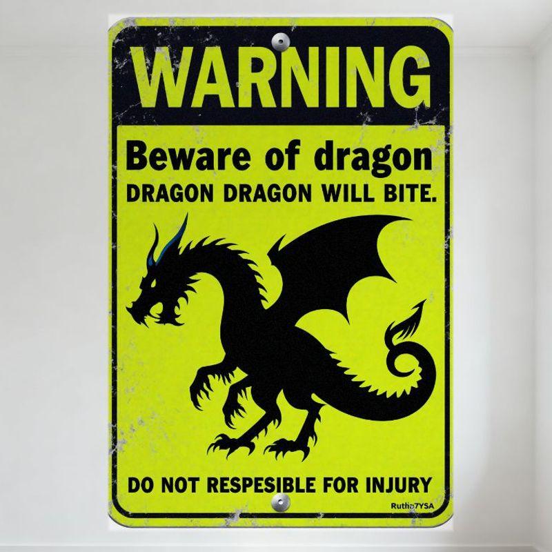 Vintage Warning Beware of Dragon Metal Tin Sign, Black Border Yellow Background, Dragon Silhouette with Blue Horns, Wall Decor f 20x30cm(7.8x11.8inch)
Vintage Warning Beware of Dragon Metal Tin Sign, Black Border Yellow Background, Dragon Silhouette with Blue Horns, Wall Decor f 20x30cm(7.8x11.8inch)
