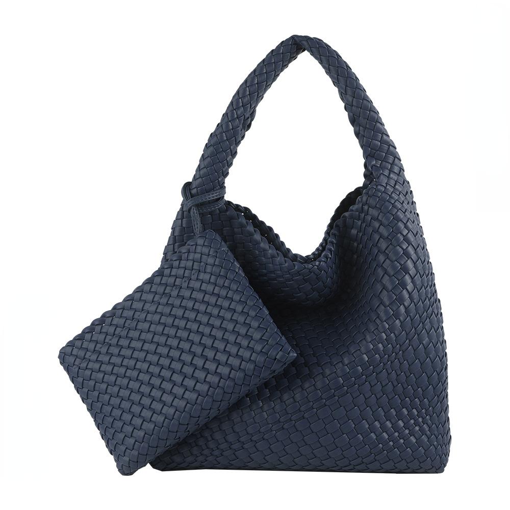 Плетеная сумка-тоут женская кожаная большая емкость композитные сумки на одно плечо ручная работа (30cm<Max Length<50cm)