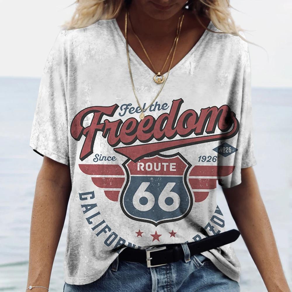 Летняя женская футболка с V-образным вырезом, 3D-принтом Route 66 в США, модная, повседневная, с коротким рукавом S
Летняя женская футболка с V-образным вырезом, 3D-принтом Route 66 в США, модная, повседневная, с коротким рукавом S