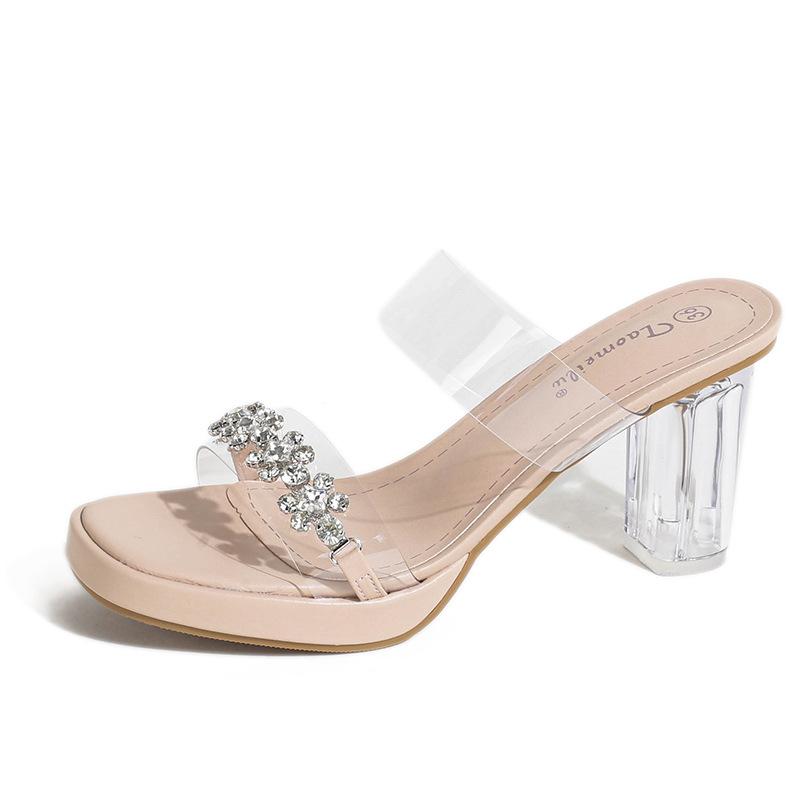 Summer One-Word With High-Heeled Slippers Waterproof Table Crystal Thick Heel Medium Heel Small Size Transparent Sandals Women 33
Summer One-Word With High-Heeled Slippers Waterproof Table Crystal Thick Heel Medium Heel Small Size Transparent Sandals Women 33