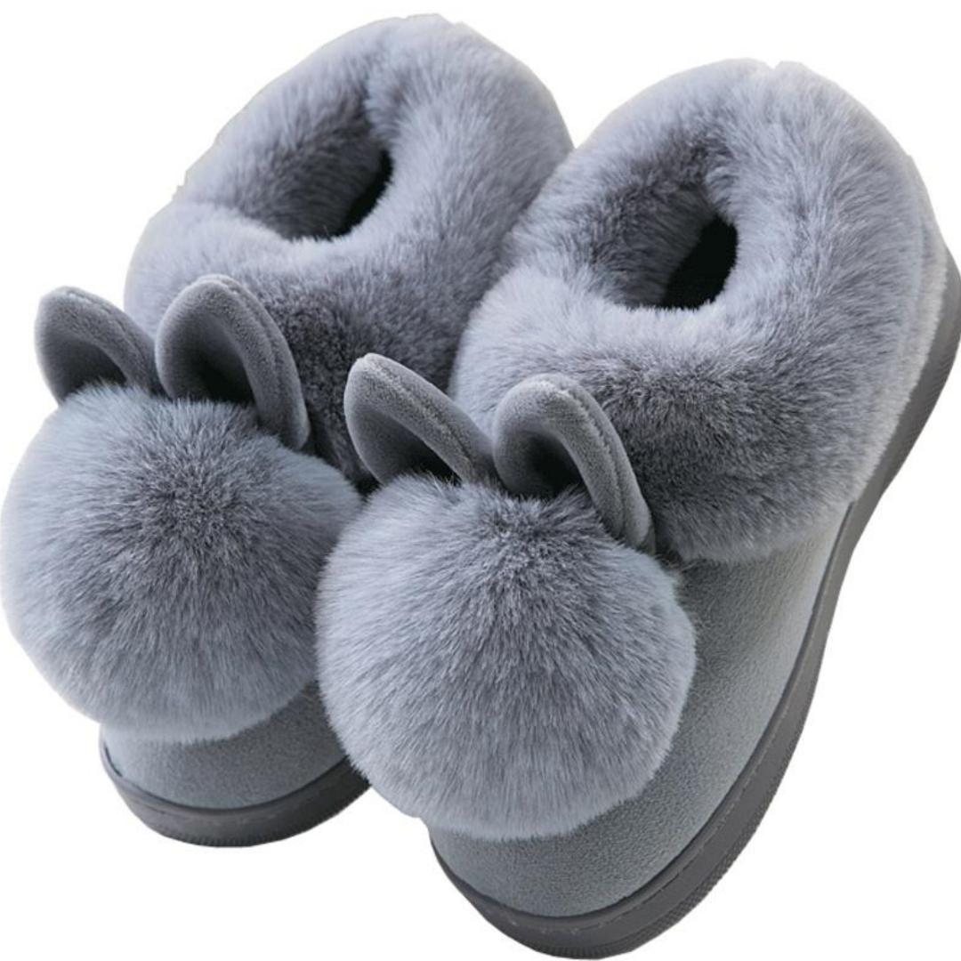 Осенне-зимние хлопковые тапочки с мехом кролика, домашняя теплая домашняя хлопковая обувь на толстой подошве, женские тапочки, милые пушистые тапочки с котом 38-39 серый
