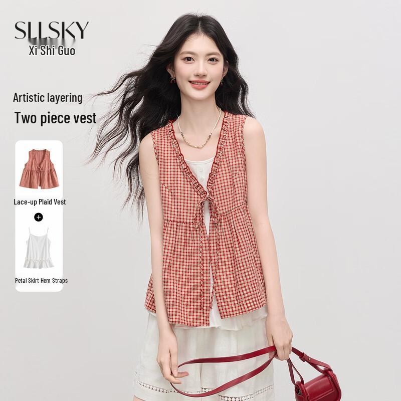 Women s Korean Style Layered Red Plaid Two-Piece Outfit 2XL
Women s Korean Style Layered Red Plaid Two-Piece Outfit 2XL