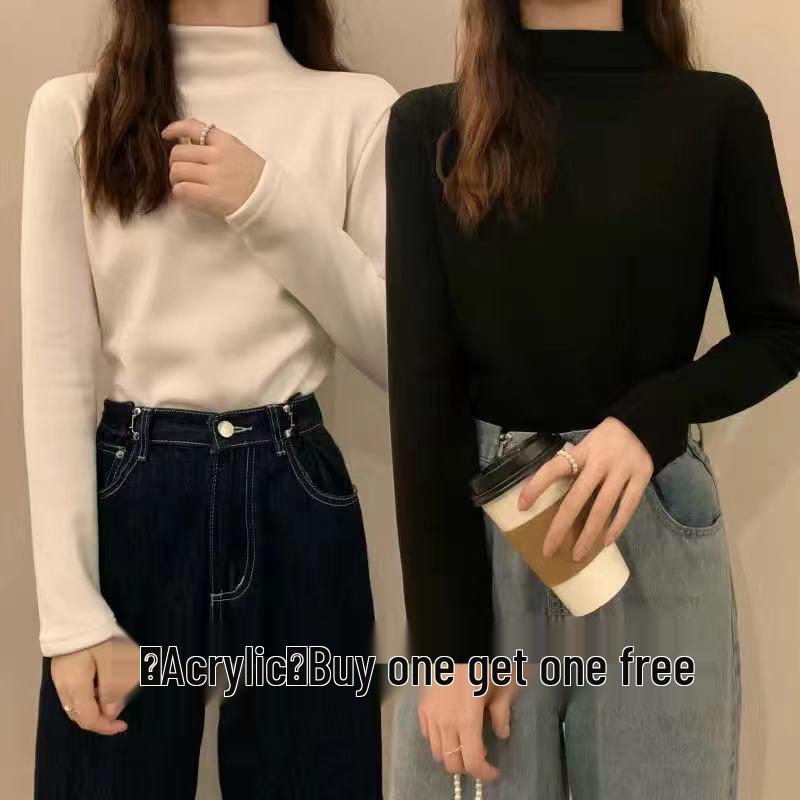 Women s Slim-Fit Semi-High Neck Fleece T-Shirt - Korean Style, Thick, Long-Sleeve, Warm Autumn/Winter Inner Layer. L (100-115 Jin)
Women s Slim-Fit Semi-High Neck Fleece T-Shirt - Korean Style, Thick, Long-Sleeve, Warm Autumn/Winter Inner Layer. L (100-115 Jin)