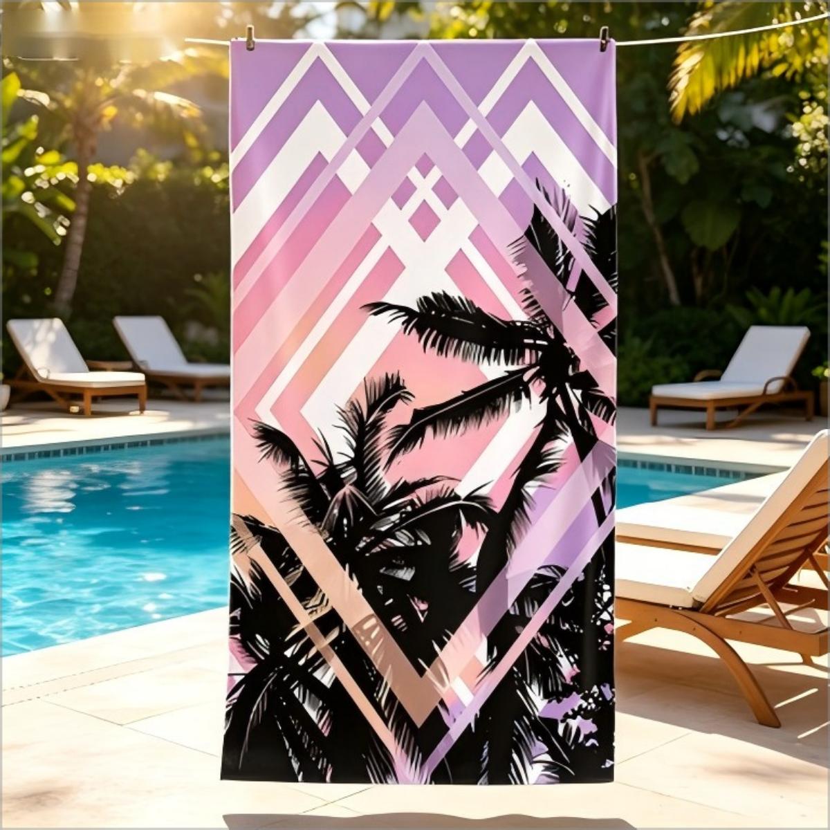 Tropical Palm Tree Beach Towel Retro Geometric Sunset Print Towel for Summer Pool Yoga Swimming Vacation W30*H60(CM)
Tropical Palm Tree Beach Towel Retro Geometric Sunset Print Towel for Summer Pool Yoga Swimming Vacation W30*H60(CM)