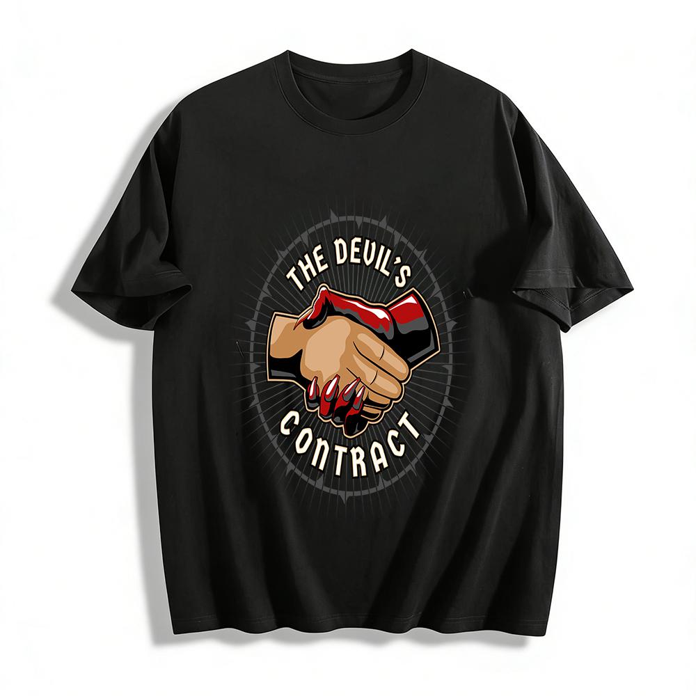 The Devils Contract Handshake Graphic Edgy Trendy Tee Pure cotton T-shirt XXS
The Devils Contract Handshake Graphic Edgy Trendy Tee Pure cotton T-shirt XXS