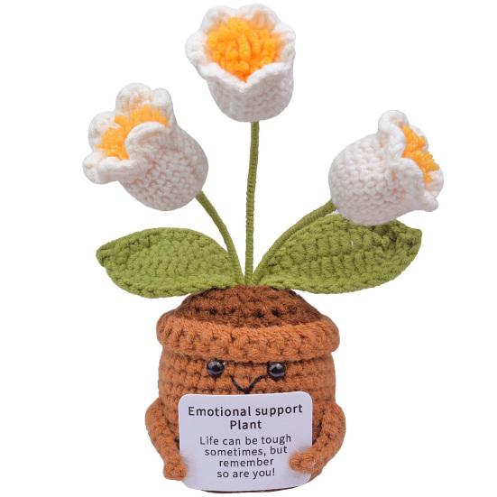 Emotional Support Crochet Flower Handmade Small Potted Lily of The Valley with Affirmation Card Inspirational Knitted Flower Gifts for Women Friends
Emotional Support Crochet Flower Handmade Small Potted Lily of The Valley with Affirmation Card Inspirational Knitted Flower Gifts for Women Friends