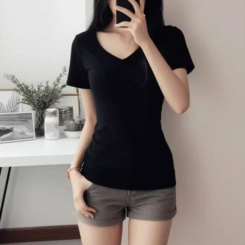 Korean Style Y2K Crop Top Women Slim Fit V-neck Basic Tees Shirts Short Sleeve T-shirt Beach XL чорний
Korean Style Y2K Crop Top Women Slim Fit V-neck Basic Tees Shirts Short Sleeve T-shirt Beach XL чорний