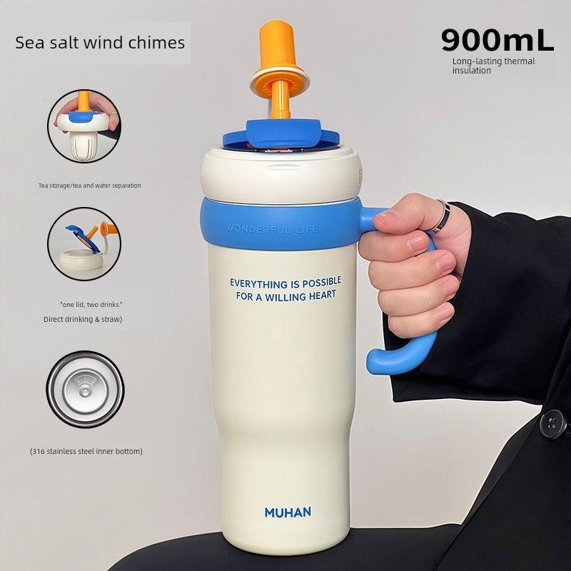Cute Giant Large-Capacity Thermos Cup with Handle for Car Use, Ice-Retaining Cup with High Aesthetic Value and Straw 900 ml Sea Salt Wind Chime 900ml
Cute Giant Large-Capacity Thermos Cup with Handle for Car Use, Ice-Retaining Cup with High Aesthetic Value and Straw 900 ml Sea Salt Wind Chime 900ml