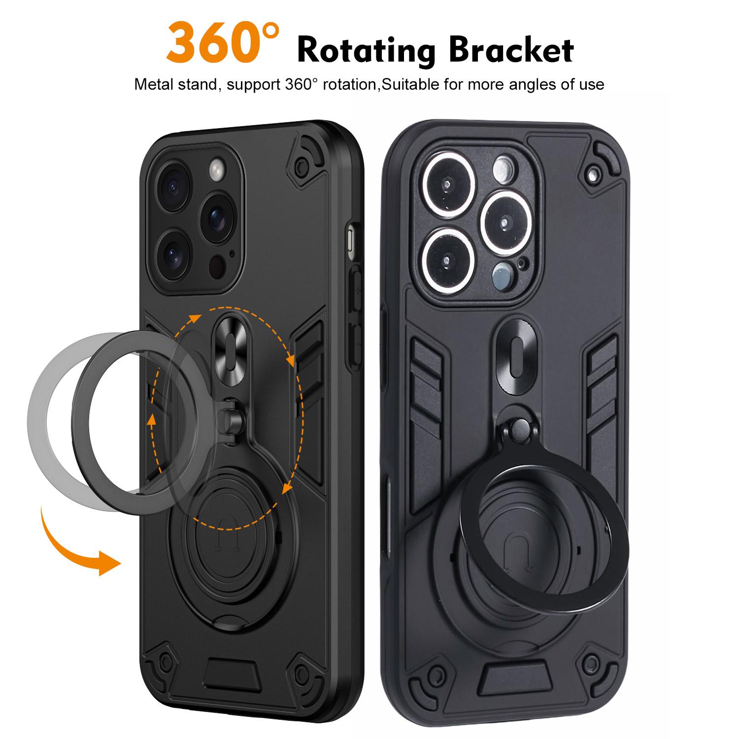 For iPhone 16 Pro Max Case Rotatable Kickstand PC+TPU Drop Protection Phone Cover Black
For iPhone 16 Pro Max Case Rotatable Kickstand PC+TPU Drop Protection Phone Cover Black