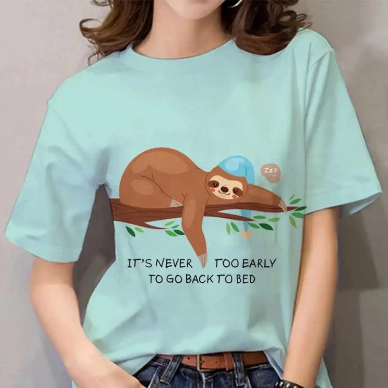 Lazy Sloth Print T-shirt Simple Tops Summer O-Neck Casual Short Sleeve Blouse Female Daily Streetwear Classic Printed Clothing 6XL
Lazy Sloth Print T-shirt Simple Tops Summer O-Neck Casual Short Sleeve Blouse Female Daily Streetwear Classic Printed Clothing 6XL