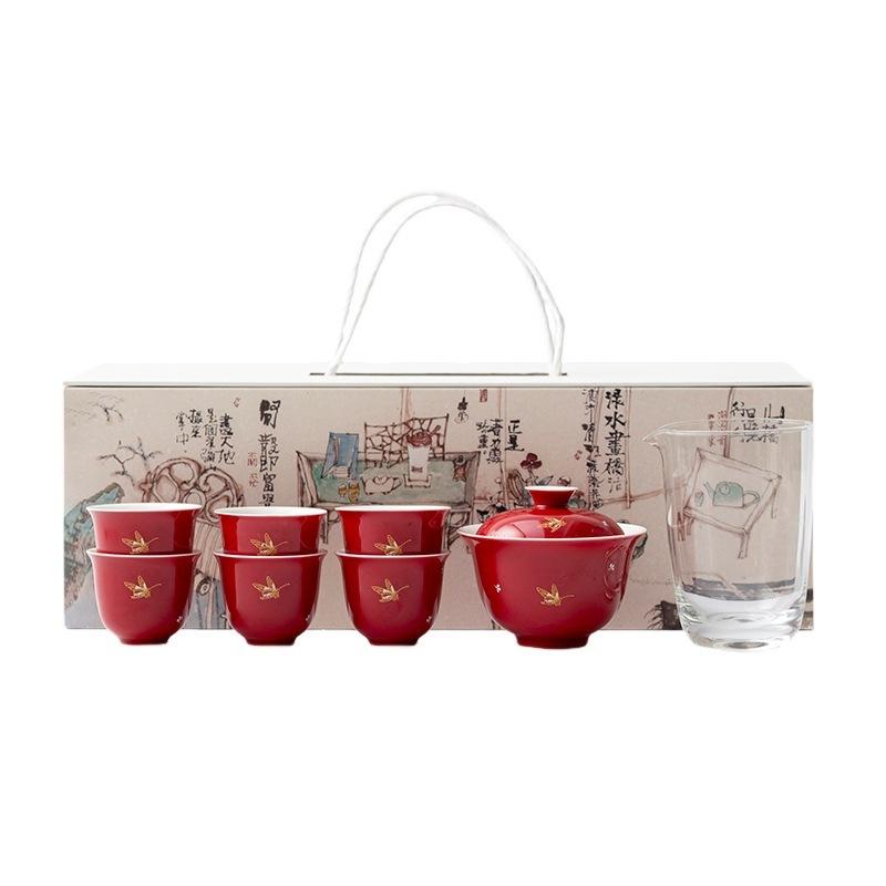 Gold Stamp Butterfly Shiny Red Tea Set Complete Set Vintage Tea Ceremony Set Teapot And Tea Cup Set Tableware Supplies Craft
Gold Stamp Butterfly Shiny Red Tea Set Complete Set Vintage Tea Ceremony Set Teapot And Tea Cup Set Tableware Supplies Craft