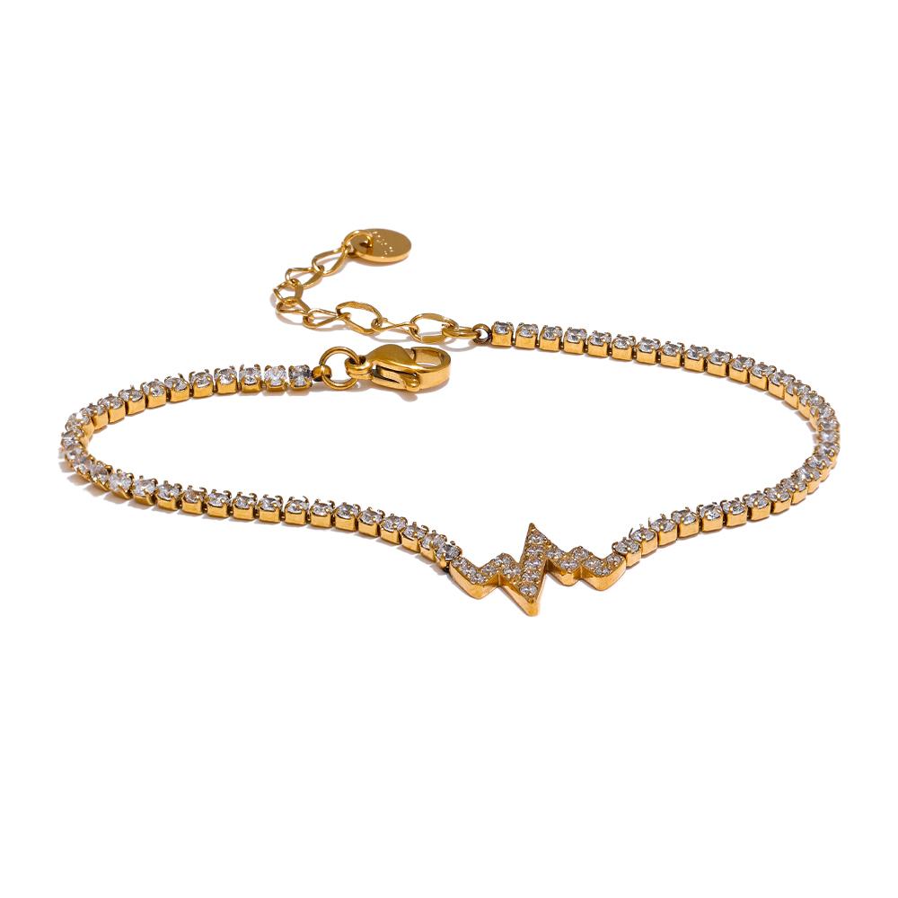 Yhpup Delicate Bling Cubic Zirconia Chain Fashion Bracelet Bangle High-Grade Gold Color 18K PVD Plated Premium Jewelry
Yhpup Delicate Bling Cubic Zirconia Chain Fashion Bracelet Bangle High-Grade Gold Color 18K PVD Plated Premium Jewelry