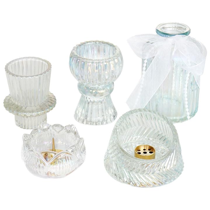 Original 5-Piece Glass Buddhist Altar Set: Mini Compact Incense Burner, Candle Holder, Water Vase, Flower Vase, and Offering Plate. Perfect for
Original 5-Piece Glass Buddhist Altar Set: Mini Compact Incense Burner, Candle Holder, Water Vase, Flower Vase, and Offering Plate. Perfect for