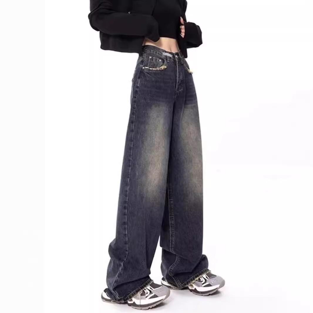 Women s Retro High-Waisted Blue-Gray Straight-Leg Jeans S: Height 155-165CM (75-90 lbs)
Women s Retro High-Waisted Blue-Gray Straight-Leg Jeans S: Height 155-165CM (75-90 lbs)