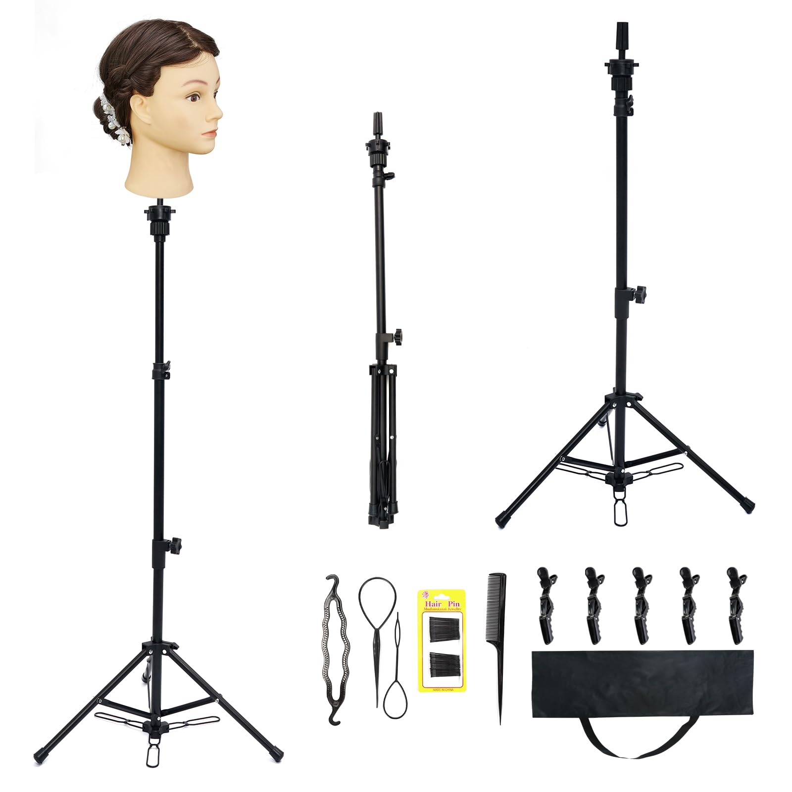 NEVERLAND BEAUTY Stand Clamp Cut Wig Mannequin Stand Adjustable with Pedal Tripod Type Mannequin Head Stand for New Employees Training Students
NEVERLAND BEAUTY Stand Clamp Cut Wig Mannequin Stand Adjustable with Pedal Tripod Type Mannequin Head Stand for New Employees Training Students
