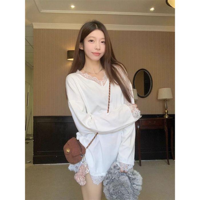 Осень/Зима Корейский Свободный Пуловер С V-образным Вырезом и Кружевными Вставками L белый
Осень/Зима Корейский Свободный Пуловер С V-образным Вырезом и Кружевными Вставками L белый