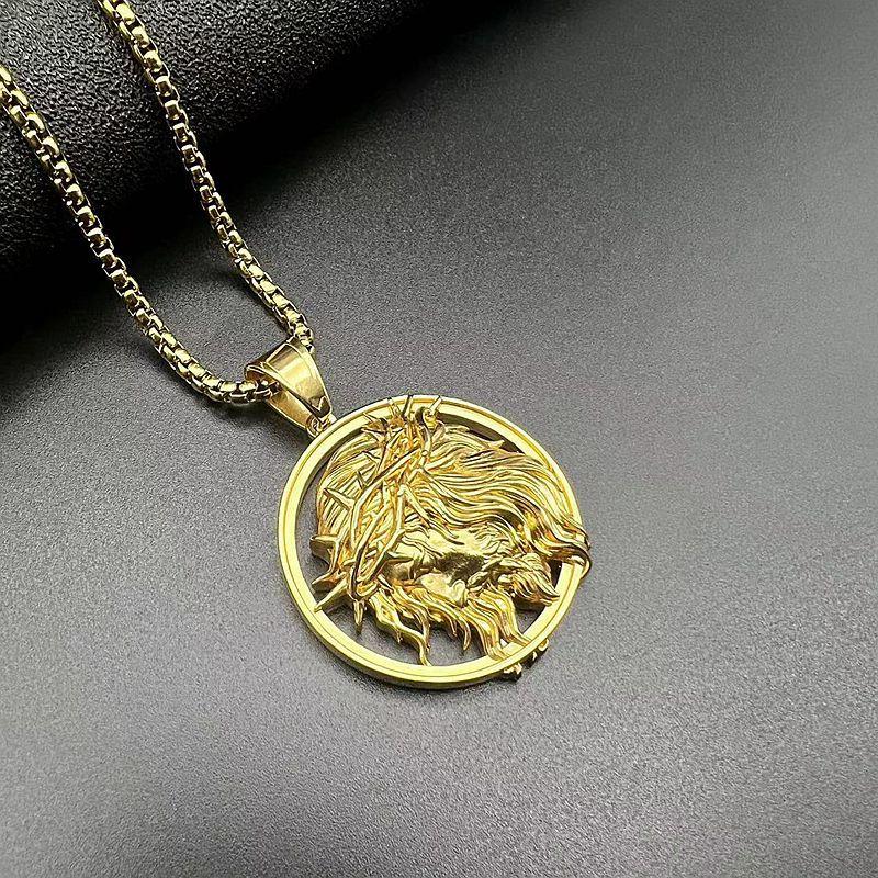 HIP hop round Necklaces Pendants For Men Stainless Steel Gold Color Christ Jesus face Necklace Male Christian Jewelry 60cm
HIP hop round Necklaces Pendants For Men Stainless Steel Gold Color Christ Jesus face Necklace Male Christian Jewelry 60cm
