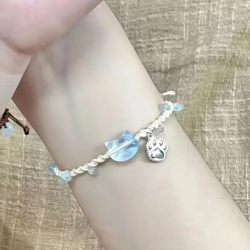 Japanese Crushed Stone Cat Couple Bracelets Black White Handmade Cute Kitten Bracelet Fashion Bracelet for Women Jewelry Gifts
Japanese Crushed Stone Cat Couple Bracelets Black White Handmade Cute Kitten Bracelet Fashion Bracelet for Women Jewelry Gifts