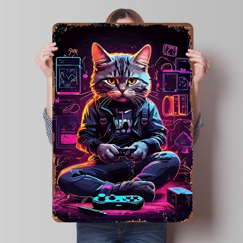 Cyberpunk Cat Gamer Tinplate Poster Customized Wall Art Vintage Retro Metal Signs for Modern Home Decoration Luxury Office Decor 7.9x11.8In(20x30cm)
Cyberpunk Cat Gamer Tinplate Poster Customized Wall Art Vintage Retro Metal Signs for Modern Home Decoration Luxury Office Decor 7.9x11.8In(20x30cm)