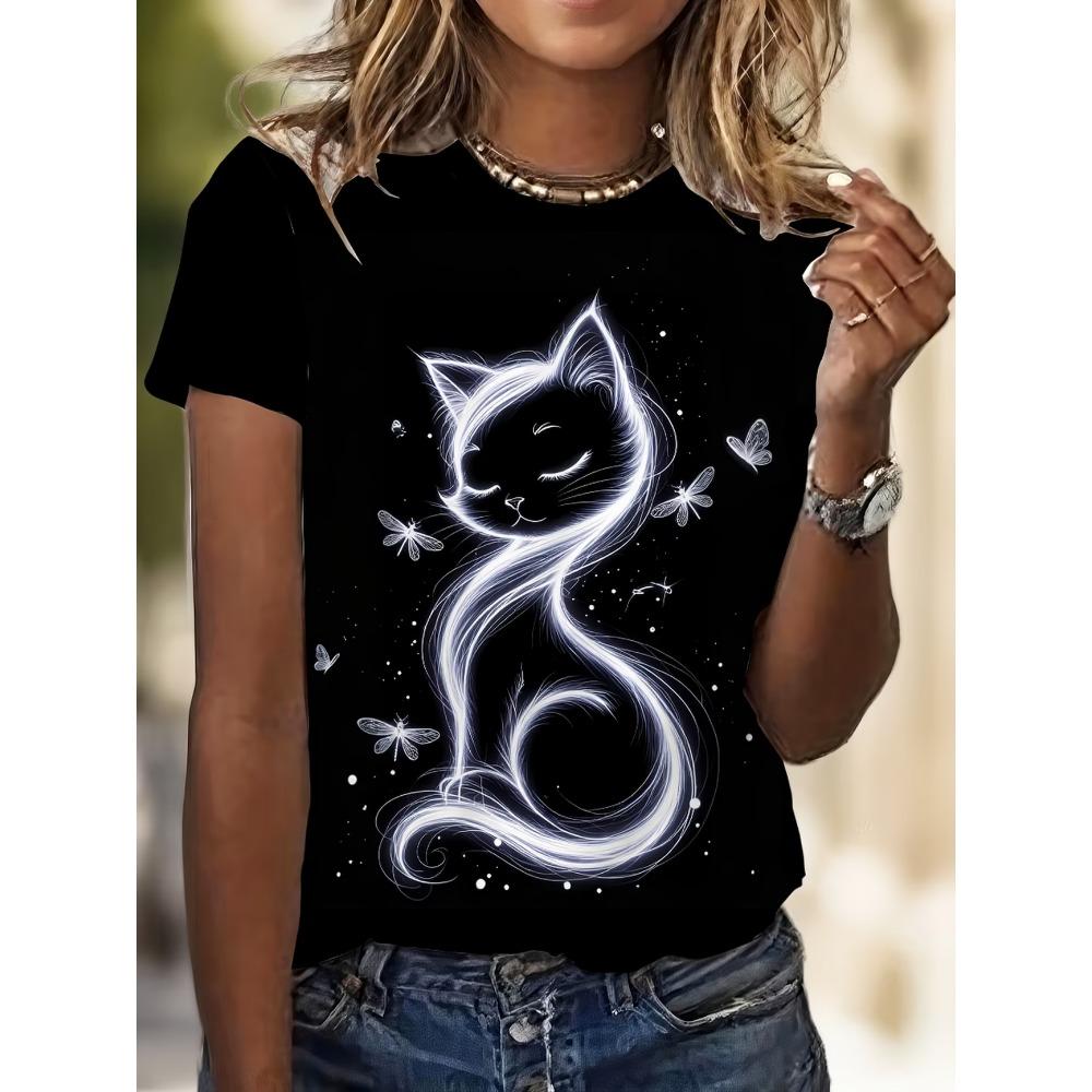 Crew Neck Short Sleeve Neon Style Cat Floral Print T Shirt Women s Outfits Casual Streetwear Lady Loose Clothing Cute Tops XL
Crew Neck Short Sleeve Neon Style Cat Floral Print T Shirt Women s Outfits Casual Streetwear Lady Loose Clothing Cute Tops XL