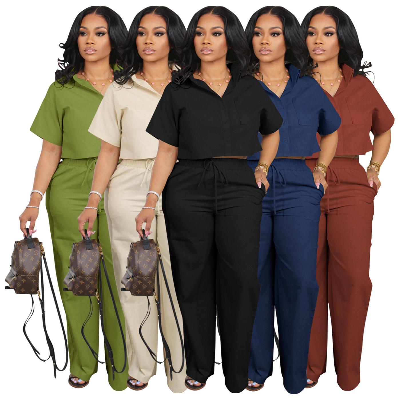 European-American Women s Linen Two-Piece Set: Short Sleeve Shirt & Summer Office Pants Large
European-American Women s Linen Two-Piece Set: Short Sleeve Shirt & Summer Office Pants Large