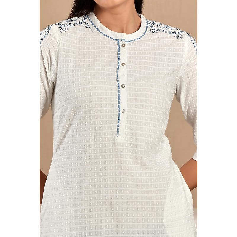 W White Cotton Thread Work Straight-Long Kurta for Women S
W White Cotton Thread Work Straight-Long Kurta for Women S